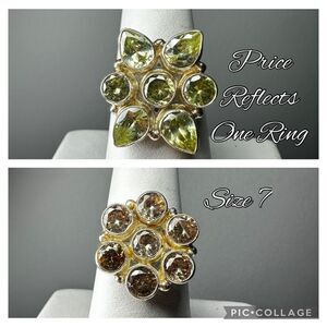 Beautiful silver plated "citrine" and "peridot", size 7 rings! You pick!